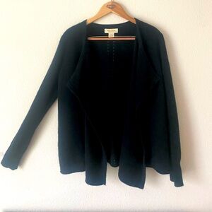 Peck&Peck Cashmere Women’s Black OpenFront Wrap Cardigan Sweater Size Medium